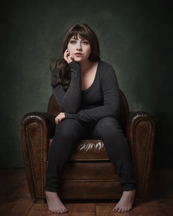 Theatrical actor headshot with intense dramatic gaze showing emotional depth for casting Phoenix Arizona by Marie Feutrier